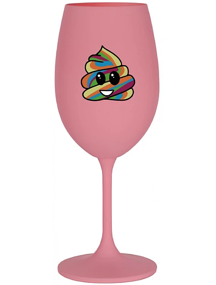 DUHOVÉ VESELÉ EE - růžová sklenice na víno 350 ml DUHOVÉ VESELÉ EE - růžová sklenice na víno 350 ml