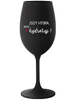 JSEM HYDRA. RÁDA HYDRATUJI! - černá sklenice na víno 350 ml