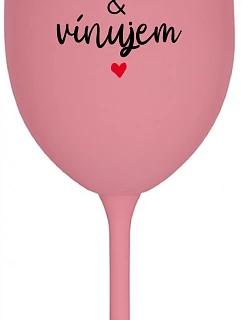 MILUJEM & VÍNUJEM - ružový pohár na víno 350 ml