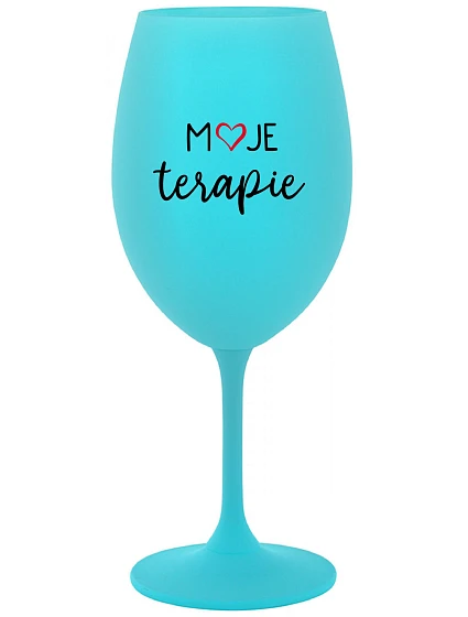 MOJE TERAPIE - tyrkysová sklenice na víno 350 ml