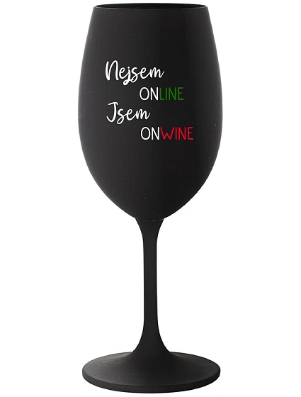 NEJSEM ONLINE JSEM ONWINE - černá sklenice na víno 350 ml NEJSEM ONLINE JSEM ONWINE - černá sklenice na víno 350 ml