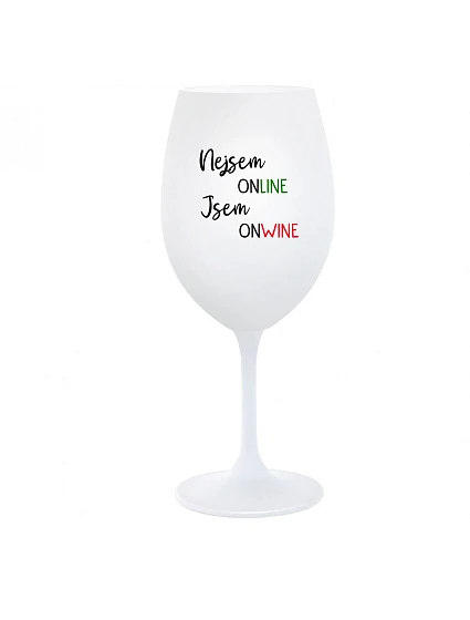 NEJSEM ONLINE JSEM ONWINE - bílá sklenice na víno 350 ml NEJSEM ONLINE JSEM ONWINE - bílá sklenice na víno 350 ml