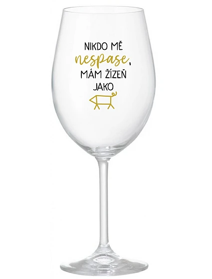 NIKDO MĚ NESPASE, MÁM ŽÍZEŇ JAKO PRASE - priehľadný pohár na víno 350 ml