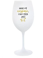 NIKDO MĚ NESPASE, MÁM ŽÍZEŇ JAKO PRASE - bílá sklenice na víno 350 ml