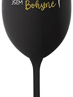 VÍNO JE NÁPOJ BOHŮ. JSEM BOHYNĚ! - černá sklenice na víno 350 ml
