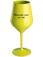 MAMINKA MIMO PROVOZ - žlutá nerozbitná sklenice na víno 470 ml