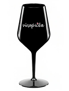 VÍNOPIČKA - čierny nerozbitný pohár na víno 470 ml