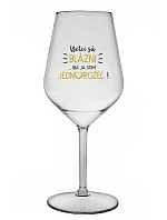 VŠETCI SÚ BLÁZNI...IBA JA SOM JEDNOROŽEC! - priehľadný nerozbitný pohár na víno 470 ml