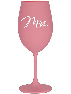 MRS. - růžová sklenice na víno 350 ml