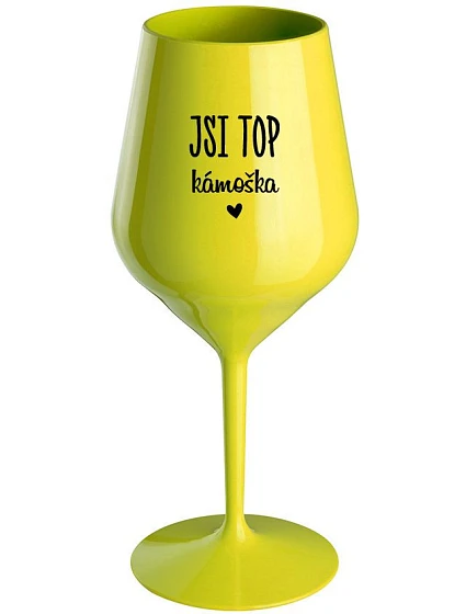 JSI TOP KÁMOŠKA - žlutá nerozbitná sklenice na víno 470 ml
