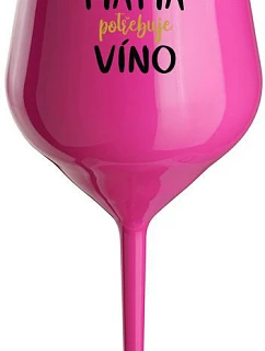 MÁMA POTŘEBUJE VÍNO - růžová nerozbitná sklenice na víno 470 ml