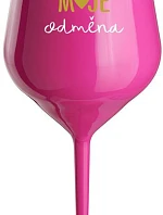 MOJE ODMĚNA - růžová nerozbitná sklenice na víno 470 ml