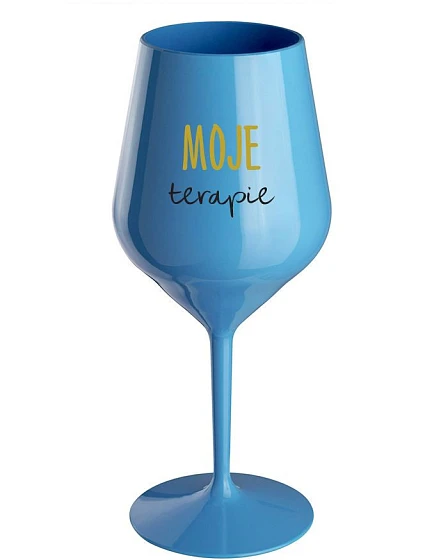 MOJE TERAPIE - modrá nerozbitná sklenice na víno 470 ml
