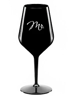 MR. - černá nerozbitná sklenice na víno 470 ml