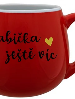 BABIČKA JEŠTĚ VÍC - červený keramický hrníček 300 ml
