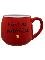 HEZKÝ DEN MILÁČKU - červený keramický hrníček 300 ml