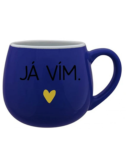 JÁ VÍM. - modrý keramický hrníček 300 ml