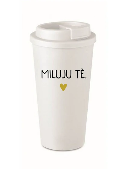 MILUJU TĚ. - bílý termohrnek 475 ml