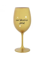 NA VÁNOČNÍ ÚKLID - zlatá sklenice na víno 350 ml
