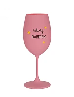 TEKUTÝ DÁREČEK - růžová sklenice na víno 350 ml