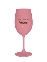 VYCHUTNÁVÁM SI VÁNOCE - růžová sklenice na víno 350 ml