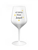 AŽ DOPIJU, PŘIJDE JEŽÍŠEK - bílá nerozbitná sklenice na víno 470 ml