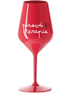PÁROVÁ TERAPIE - červená nerozbitná sklenice na víno 470 ml