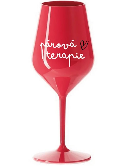 PÁROVÁ TERAPIE - červená nerozbitná sklenice na víno 470 ml
