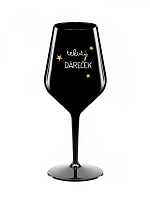 TEKUTÝ DÁREČEK - černá nerozbitná sklenice na víno 470 ml