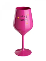 TEKUTÝ DÁREČEK - růžová nerozbitná sklenice na víno 470 ml