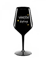 VÁNOČNÍ DOPING - černá nerozbitná sklenice na víno 470 ml