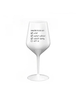 VÁNOČNÍ TODO LIST - bílá nerozbitná sklenice na víno 470 ml