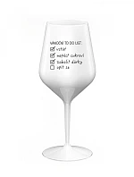VÁNOČNÍ TODO LIST - bílá nerozbitná sklenice na víno 470 ml