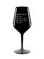 VÁNOČNÍ TODO LIST - černá nerozbitná sklenice na víno 470 ml