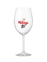 MILUJI TĚ! (SRDÍČKO) - čirá sklenice na víno 350 ml
