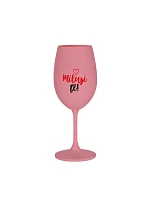 MILUJI TĚ! (SRDÍČKO) - růžová sklenice na víno 350 ml