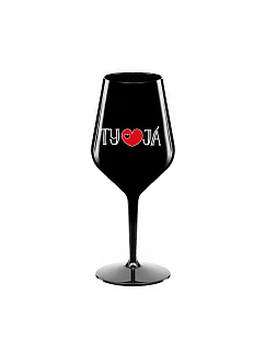 TY A JÁ - černá nerozbitná sklenice na víno 470 ml