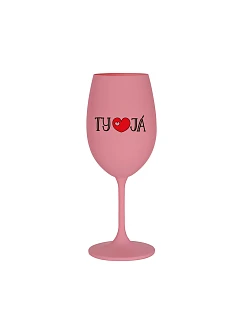 TY A JÁ - růžová sklenice na víno 350 ml