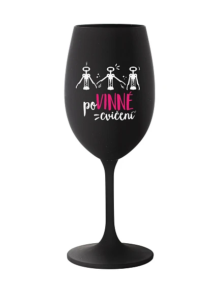 POVINNÉ CVIČENÍ - černá sklenice na víno 350 ml