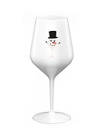 SNĚHULÁČEK - bílá nerozbitná sklenice na víno 470 ml