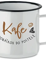 KAFE S DONÁŠKOU DO POSTELE - bílý plecháček 350 ml