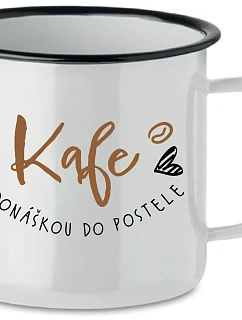 KAFE S DONÁŠKOU DO POSTELE - bílý plecháček 350 ml
