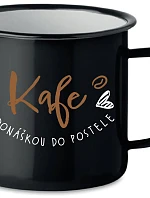 KAFE S DONÁŠKOU DO POSTELE - černý plecháček 350 ml