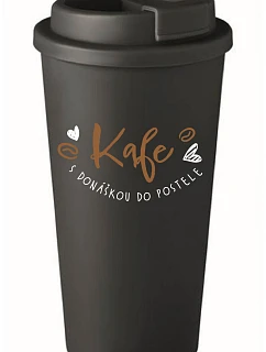 KAFE S DONÁŠKOU DO POSTELE - černý termohrnek 475 ml