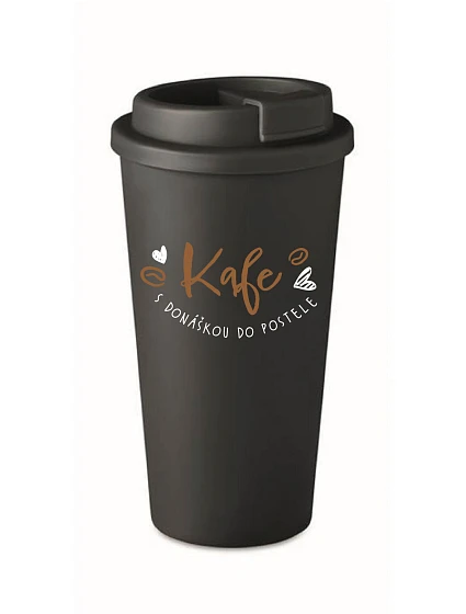 KAFE S DONÁŠKOU DO POSTELE - černý termohrnek 475 ml KAFE S DONÁŠKOU DO POSTELE - černý termohrnek 475 ml