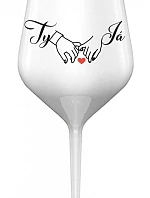 TY A JÁ (svatba) - bílá nerozbitná sklenice na víno 470 ml