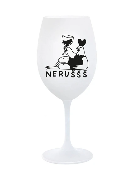 NERUŠŠŠ - bílá sklenice na víno 350 ml