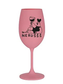 NERUŠŠŠ - růžová sklenice na víno 350 ml