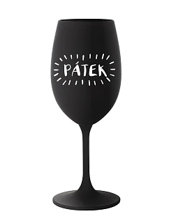 PÁTEK - černá sklenice na víno 350 ml