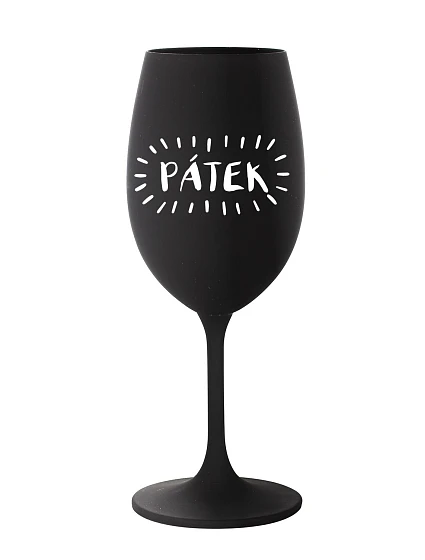 PÁTEK - černá sklenice na víno 350 ml